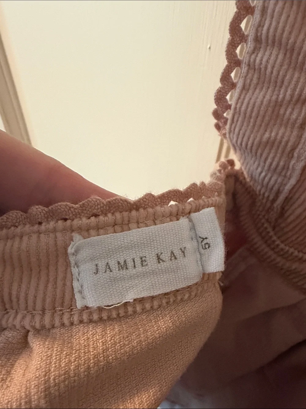 Jamie Kay Dusty Pink Corduroy Pinafore Dress with Embroidered Bib